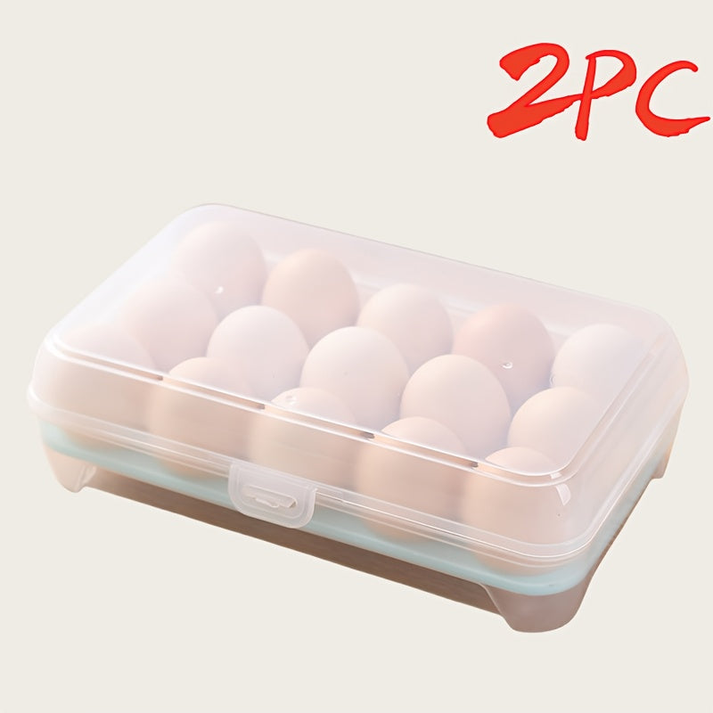 2 Pack Large Capacity Egg Storage Trays Plastic Refrigerator Organizer Green and Yellow