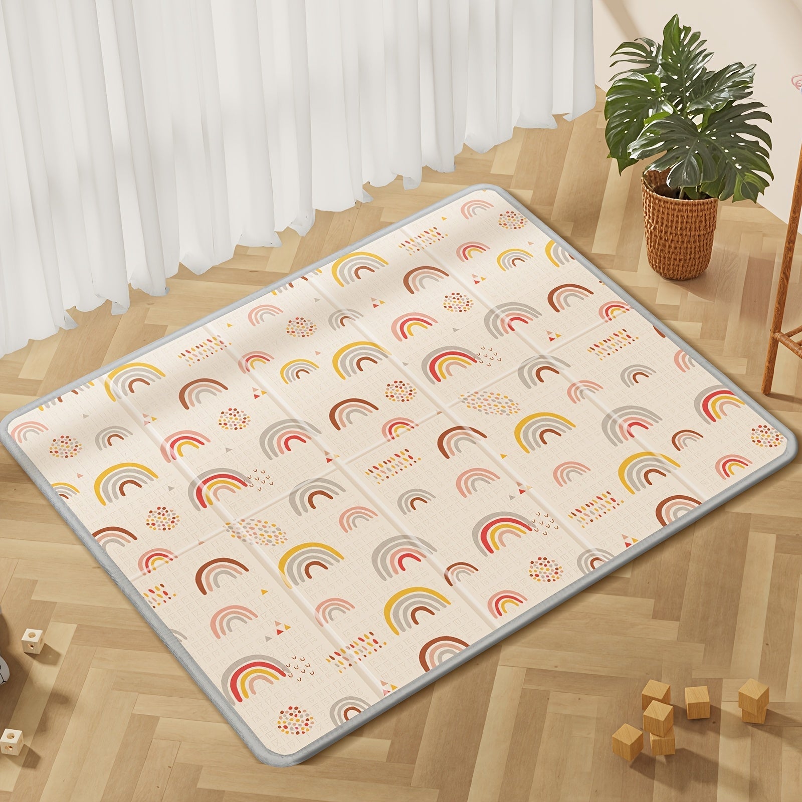 Foldable Play Mat 127cm x 127cm with Thick PE Material and Sturdy Edges for Kids Indoor Outdoor Use