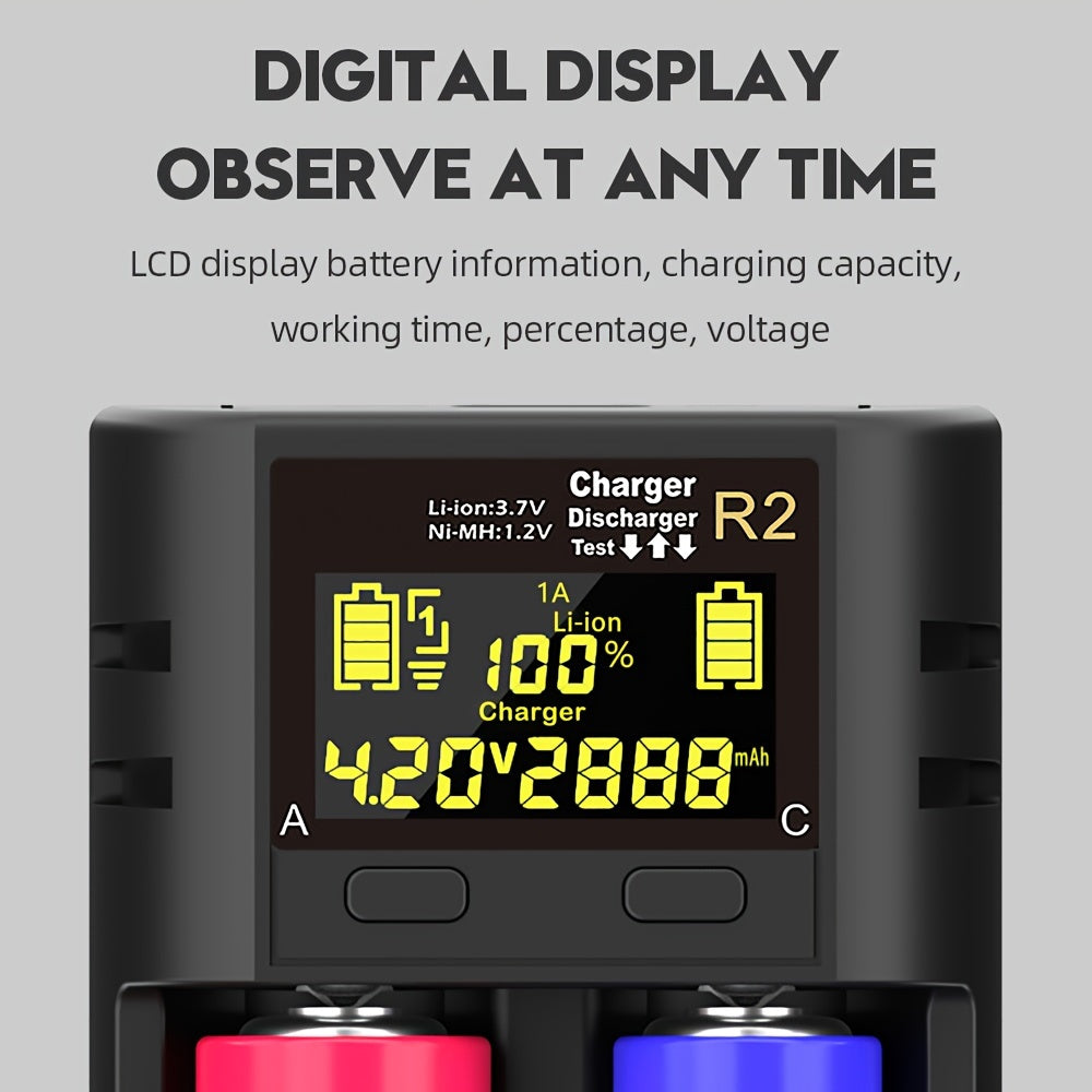 1 dona POWERKAN Dual Slot USB qayta zaryadlanadigan batareya zaryadlovchisi kameralar uchun, plastik material, 36V va undan past ishlash voltaji, litiy va nikel-metal gidrid uchun ko'p funksiyali aqlli zaryadlovchi.