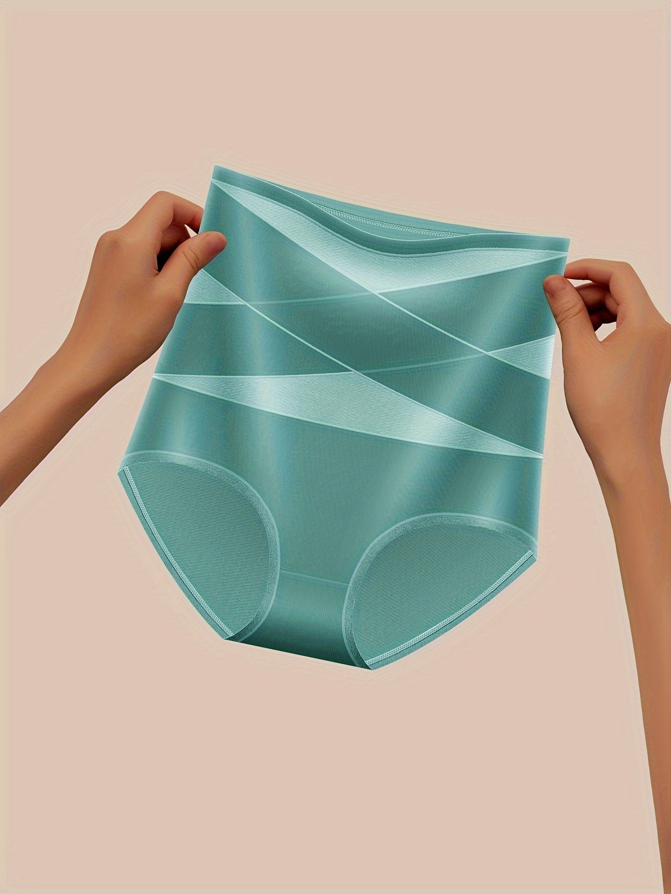 Women's High-Waist Shapewear Panties Teal Breathable Nylon Spandex Tummy Control