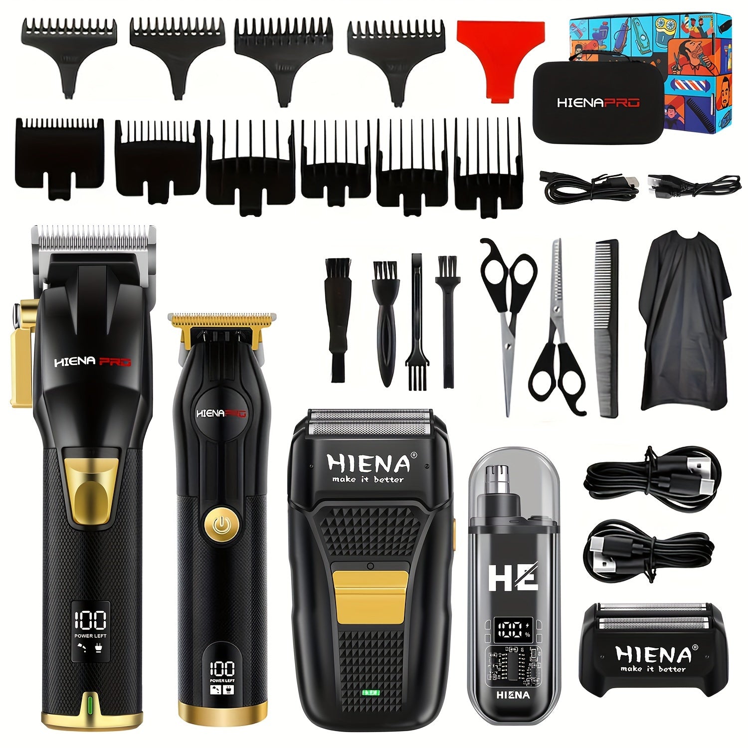 Set de cortapelos para hombres con recortador de nariz, recargable por USB, regalo