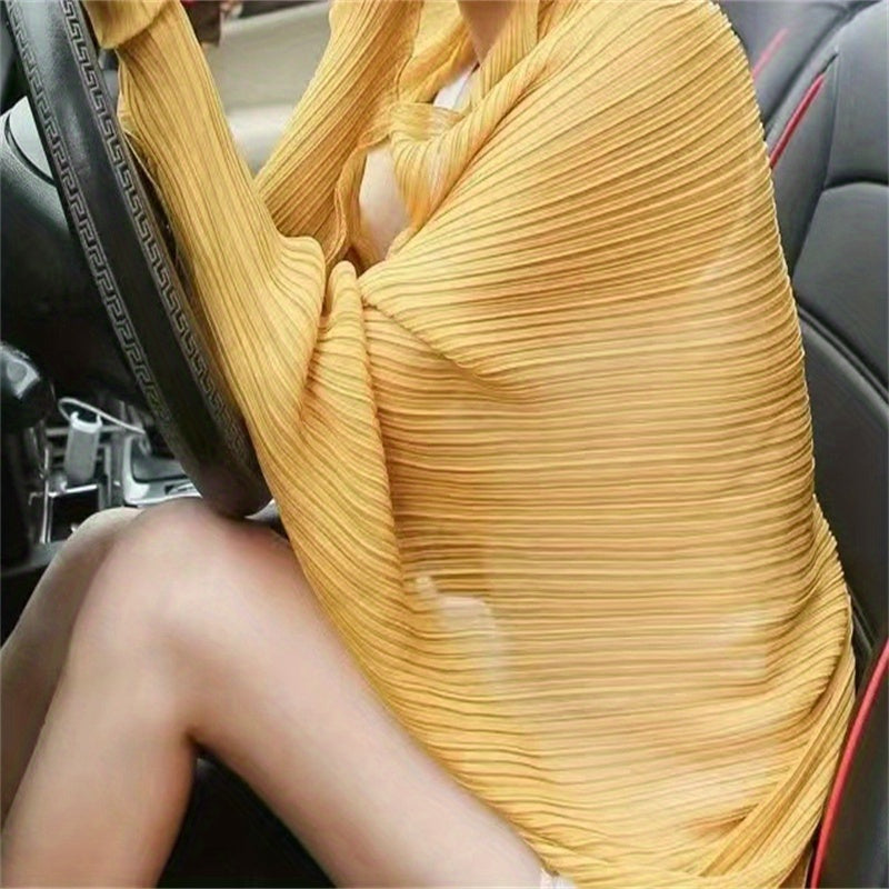 Women’s Wrinkle-Free Chiffon Sun Protection Sleeve Shawl for Driving in Solid Color