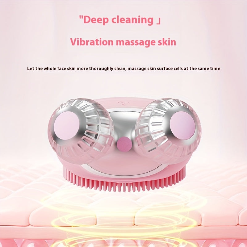 Electric Facial Massager for Home Travel Office Soft Silicone Bristles Rechargeable Battery