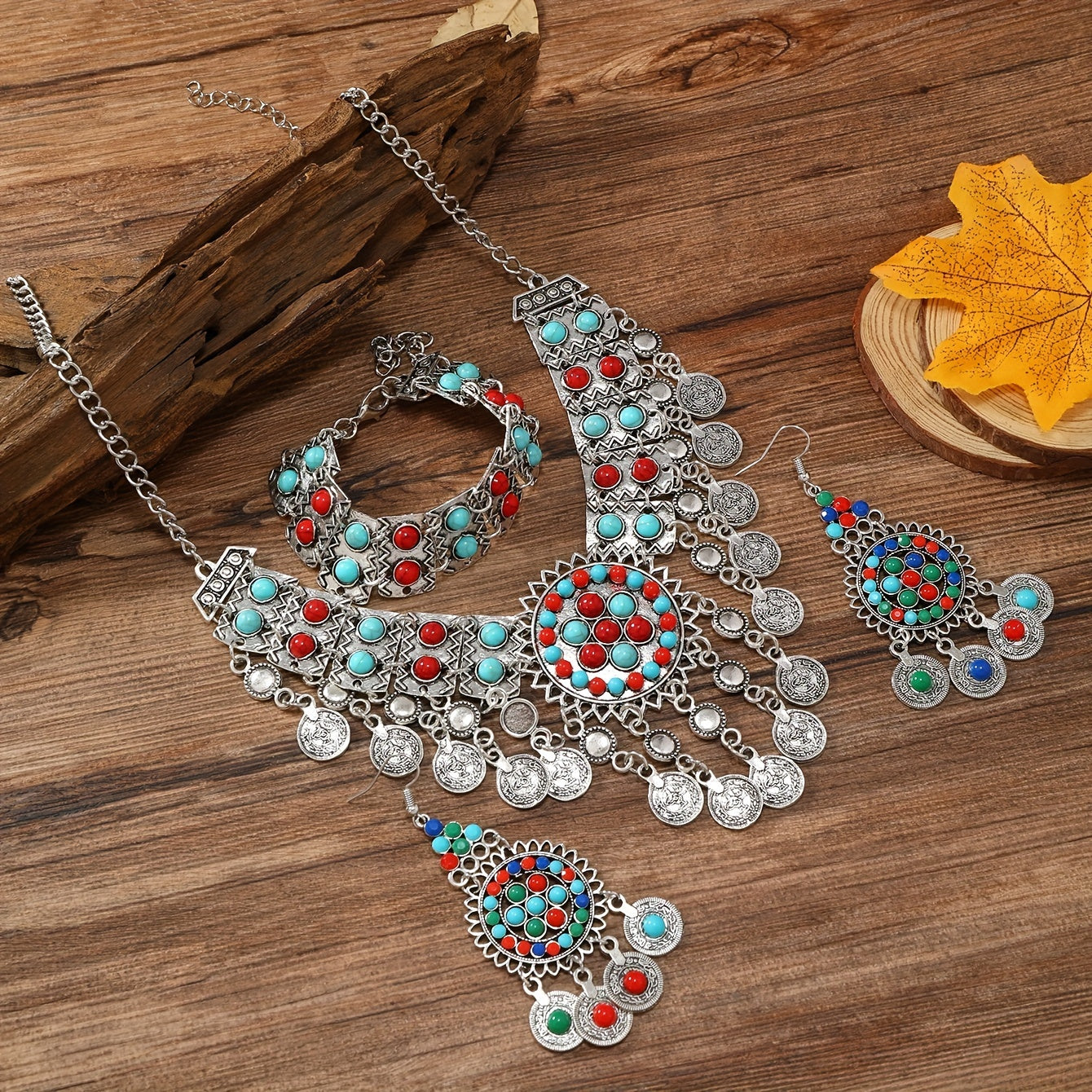 Ethnic Style Jewelry Set with Multi-Layer Tassel Coin Design in Zinc Alloy and Resin for Casual Parties or Dance Nights