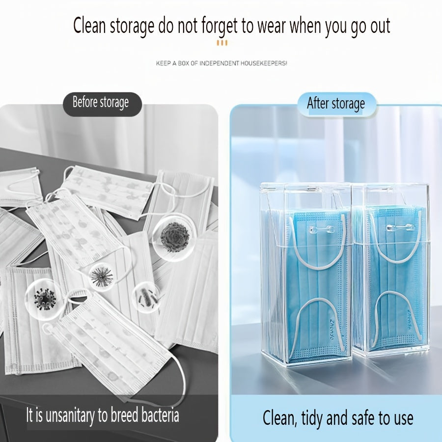 Caja de almacenamiento para mascarillas a prueba de polvo con tapa para uso doméstico