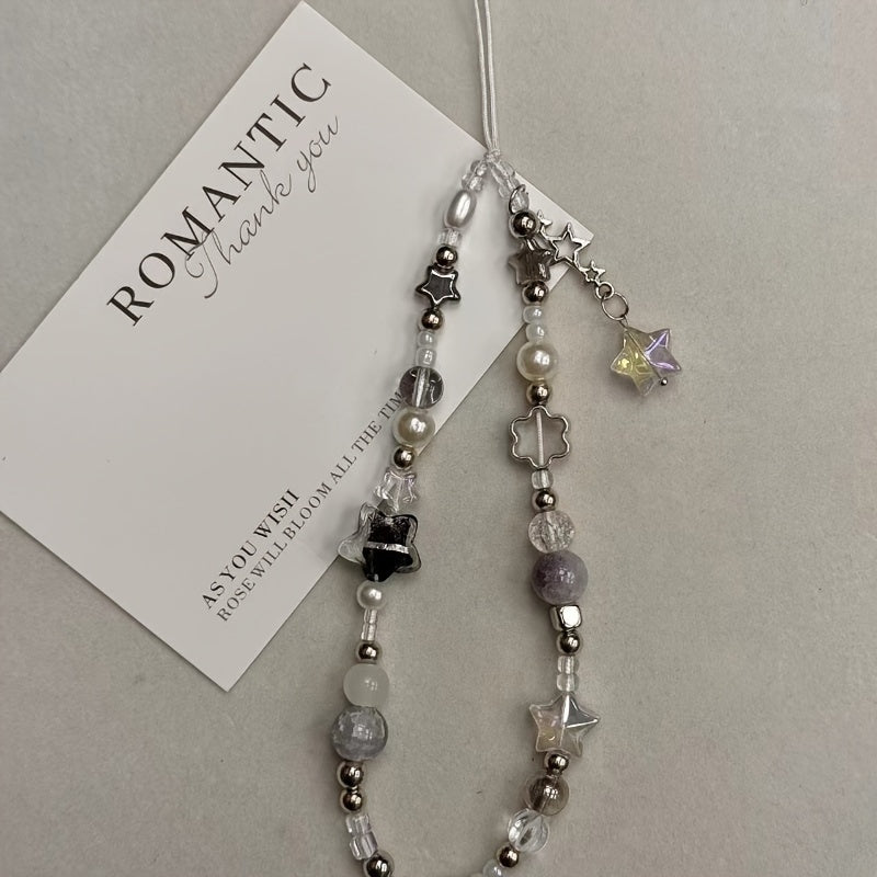 Бусиновый шнурок для телефона со звездами и жемчужинами для мобильных телефонов и камер