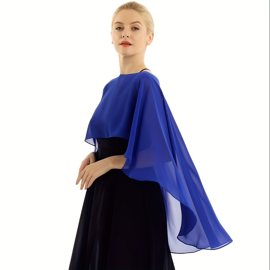 Women's Chiffon Shawl Lightweight Solid Color Cloak for Evening and Casual Wear