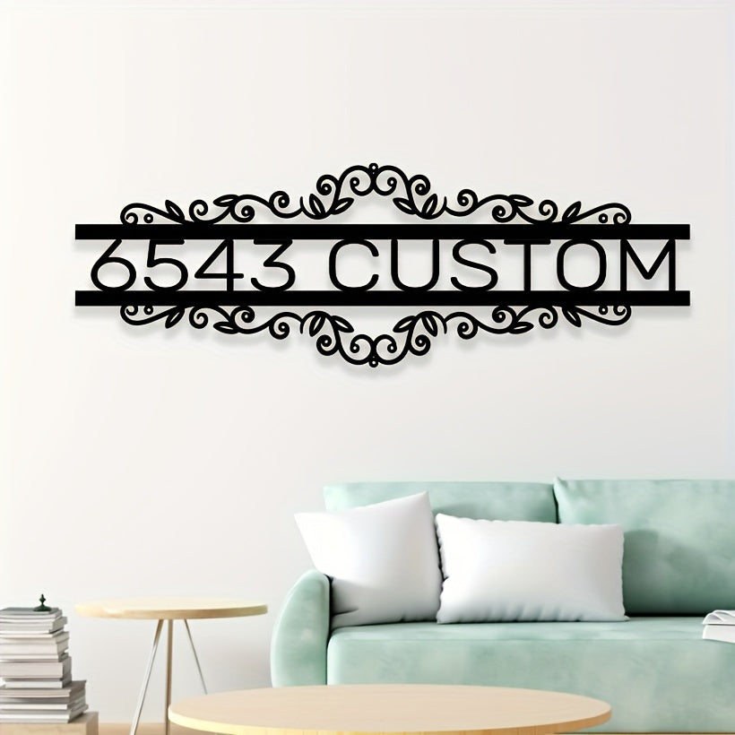 Black Iron House Number Sign Customizable Wall-Mounted Address Plaque for Home Entrance