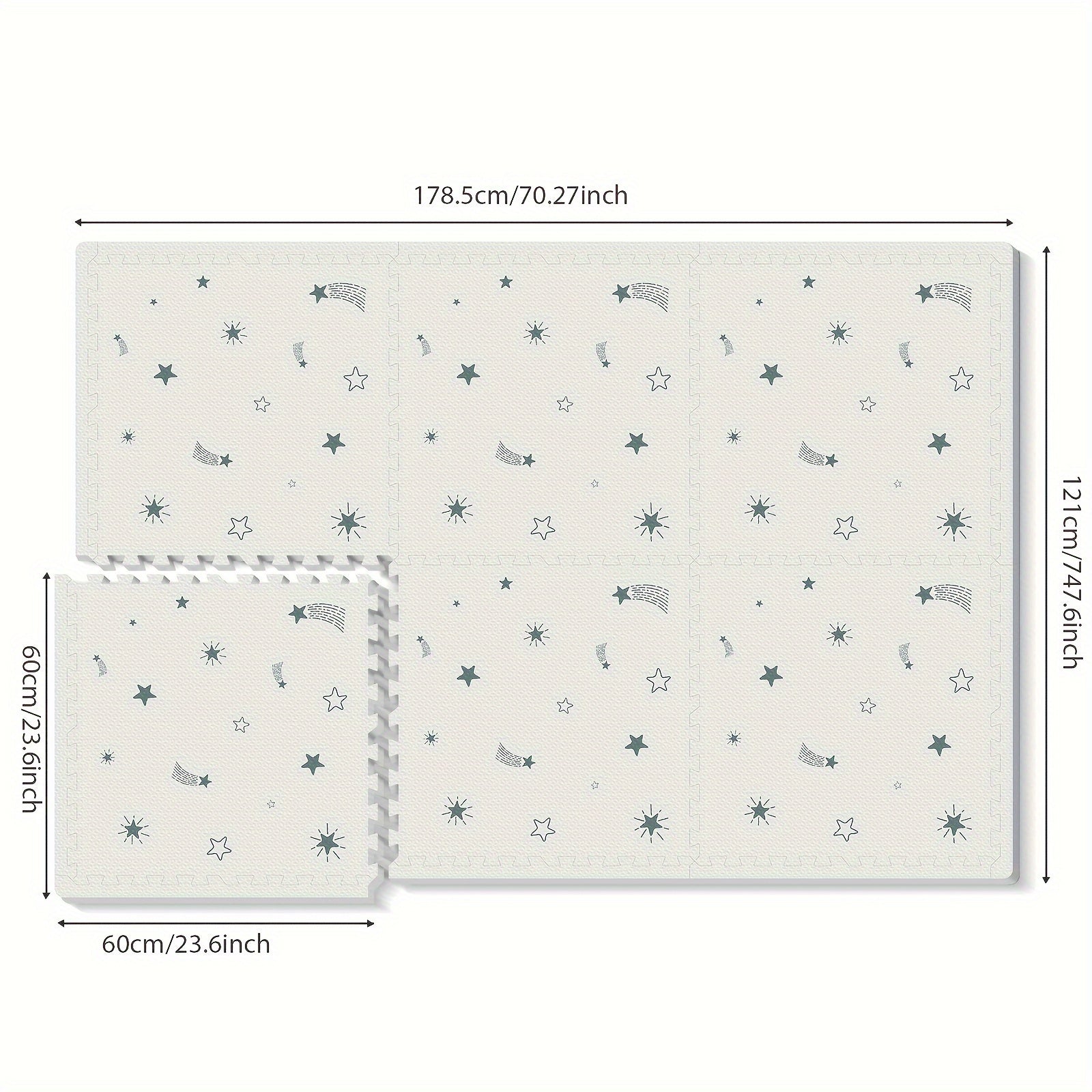 Пенистый игровой коврик 6-частей, соединяющийся, нетоксичный EVA, для использования внутри и снаружи, для ползания и времени на животе