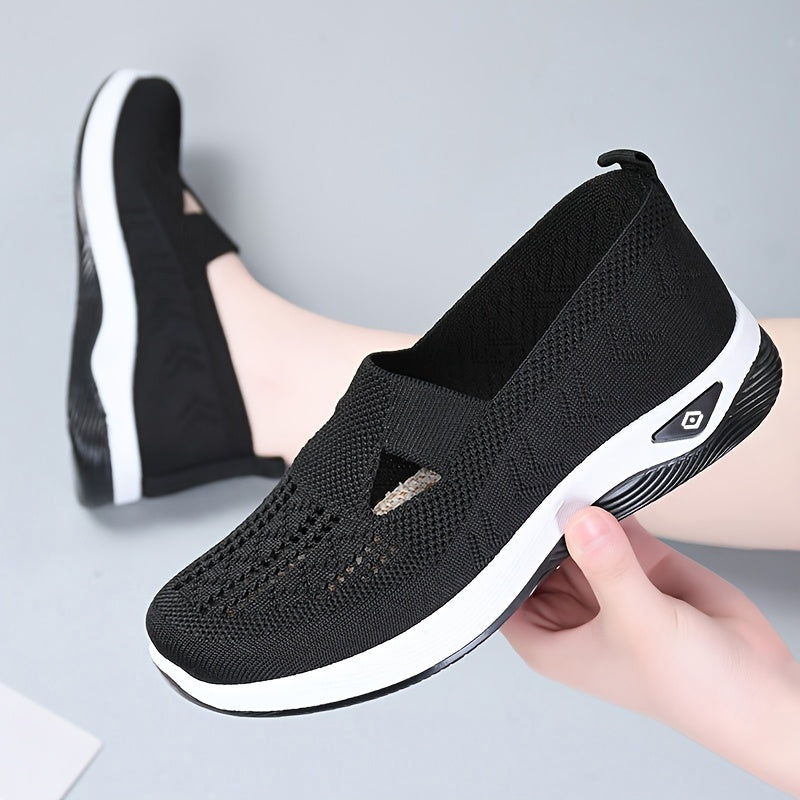 Ladies Hollow Breathable Sports Shoes Casual Lightweight Flat Walking Shoes