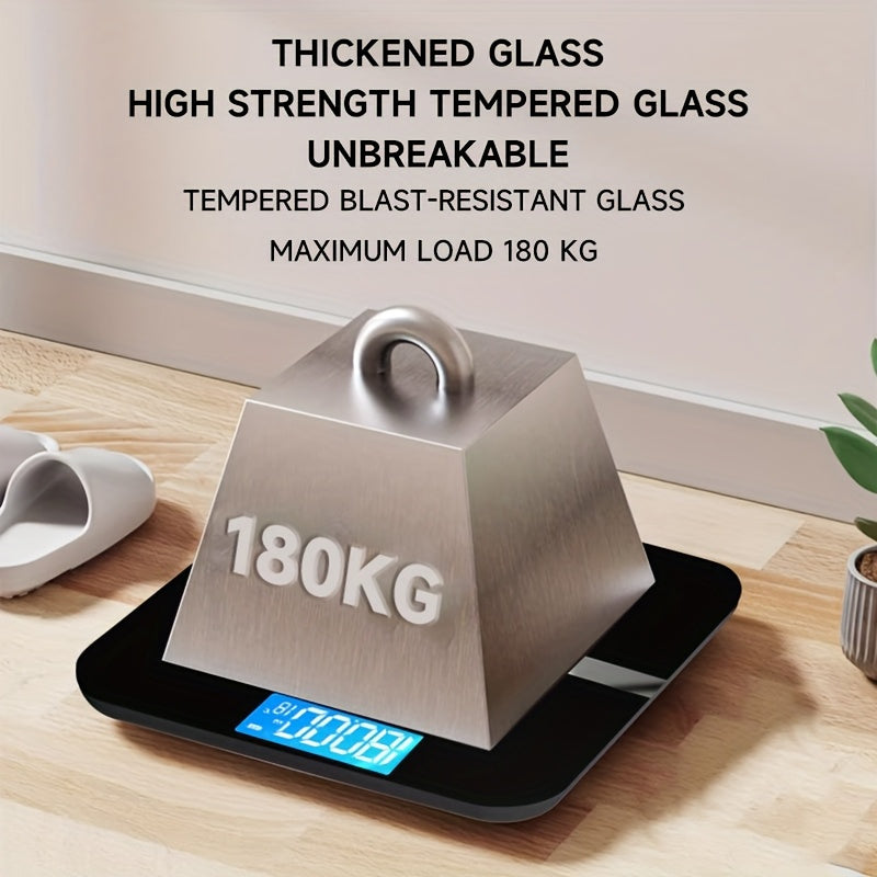 Backlit bathroom scale with steel glass for home fitness outdoor use battery powered