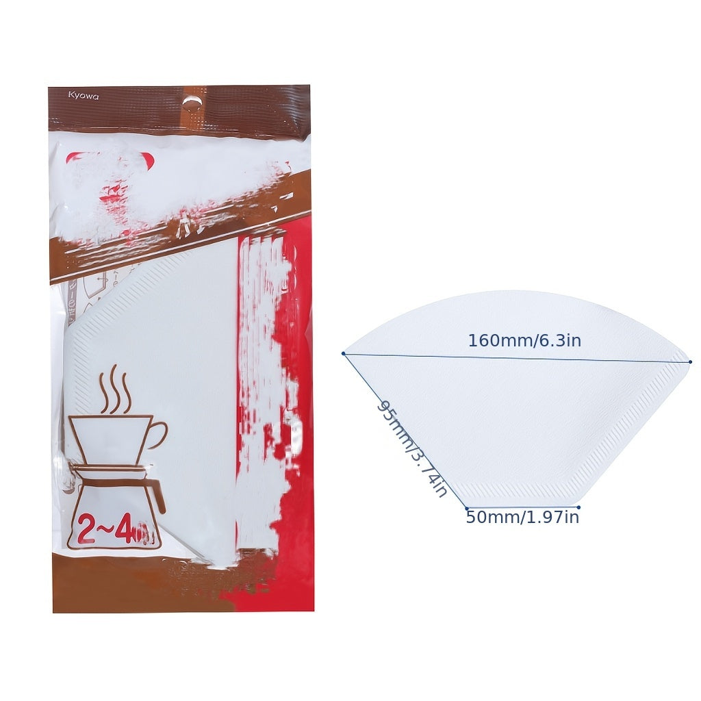 Natural Wood Pulp Coffee Filters Fan-Shaped Pack of 50 or 80 for Drip Coffee Machines