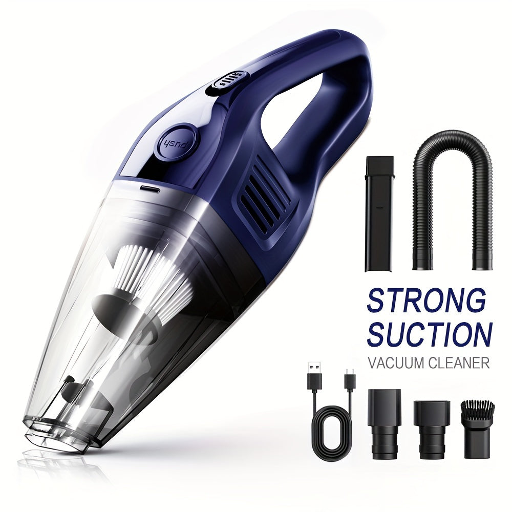 Compact Rechargeable Vacuum Cleaner with Multiple Attachments for Car and Home