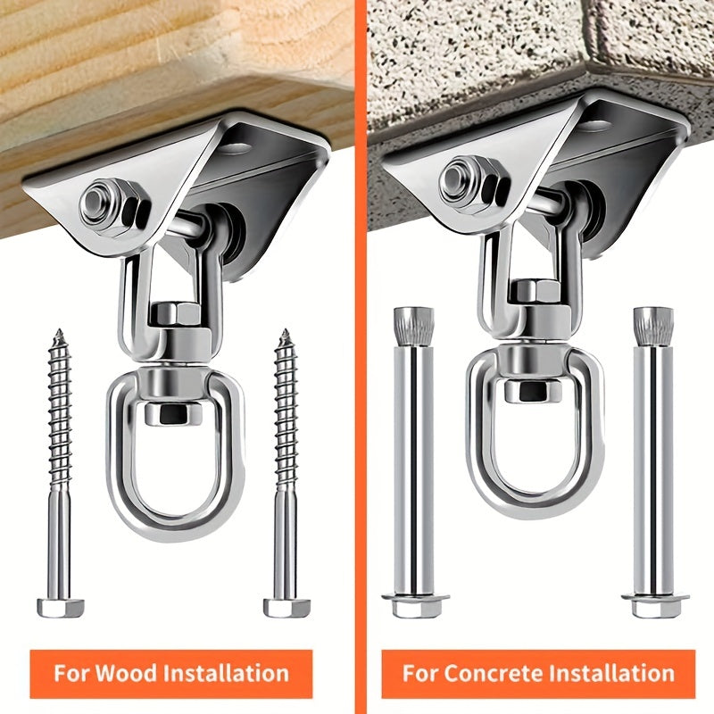 Heavy Duty Stainless Steel Rotating Hammock Hanging Kit Supports Up to 453.59 KG