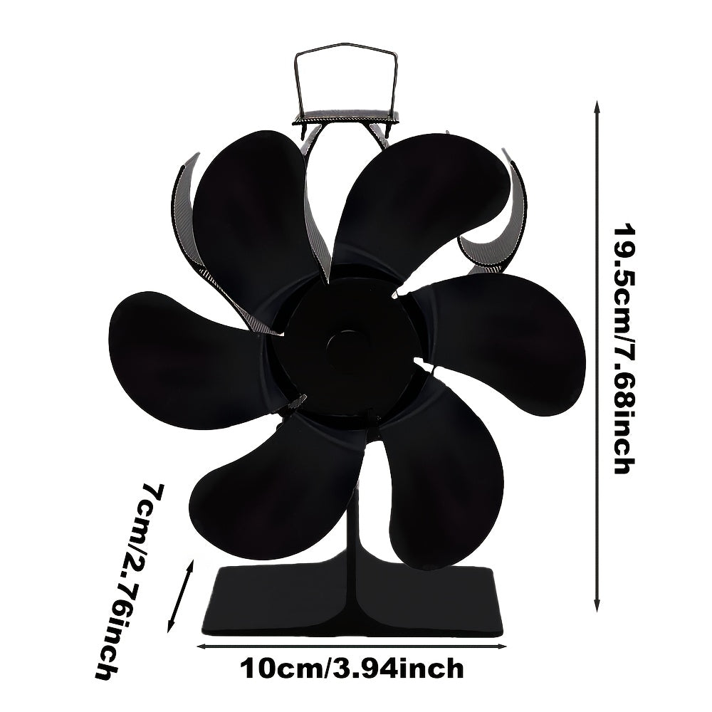 Portable 5-Blade Wood Stove Fan Heat Powered No Electricity Heating Cooling Gift