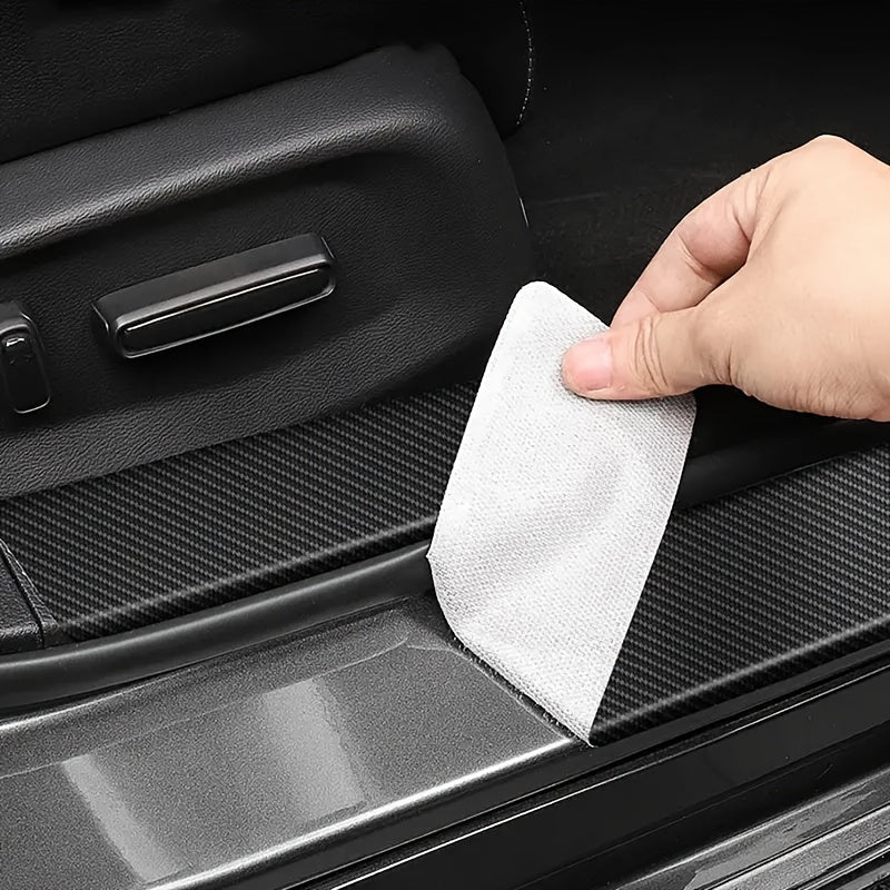 Car Interior Carbon Fiber Protective Strips 5pcs Welcome Pedal Foot Pedal Stickers