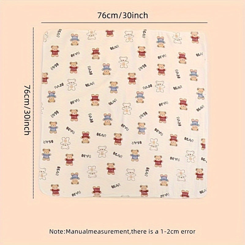 Kids Cotton Double-Layer Gauze Bath Towel with Heart Pattern and Compact Design