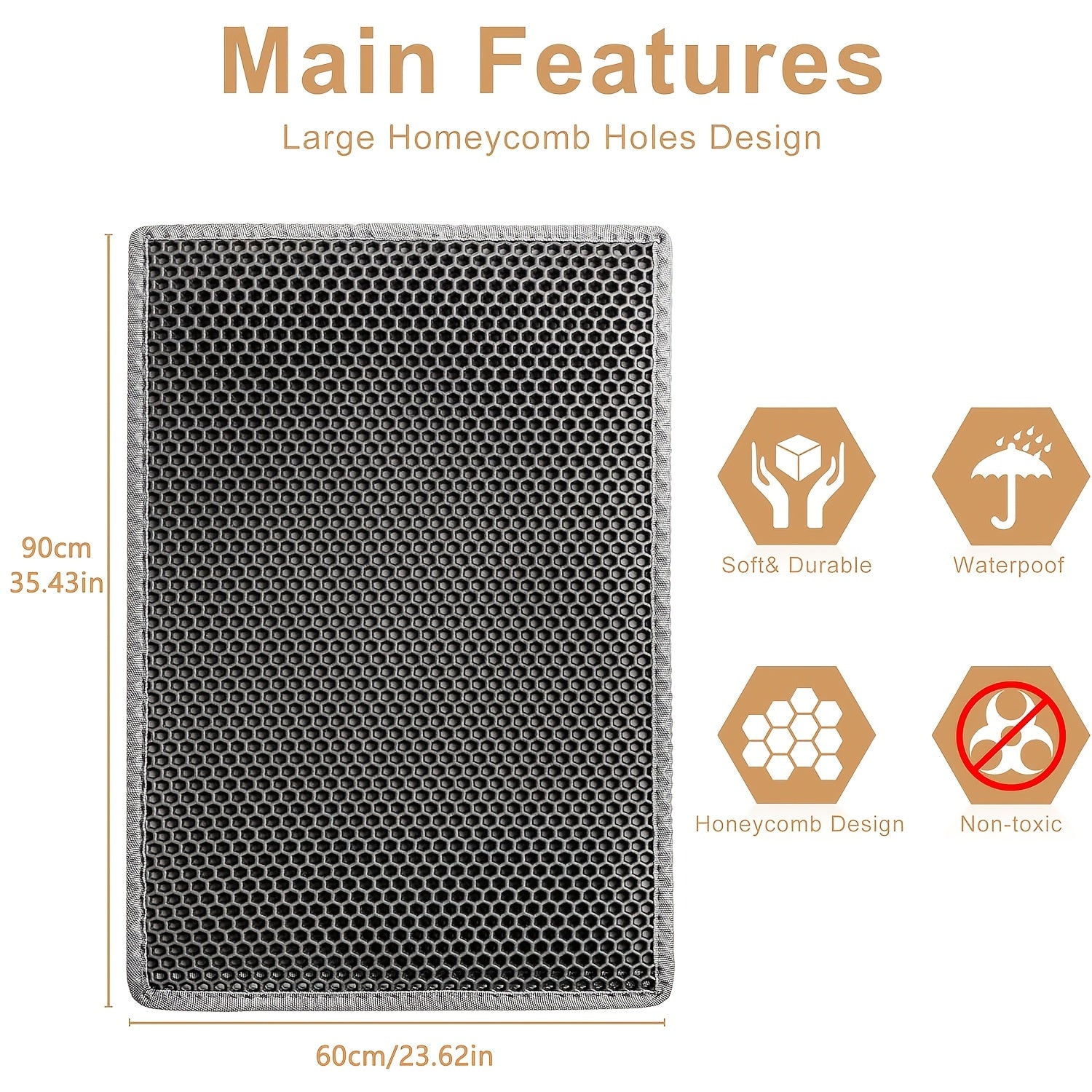 XL Honeycomb EVA Non-Slip Cat Litter Mat Double Layer Scratch-Resistant Sandbox Filter Pad