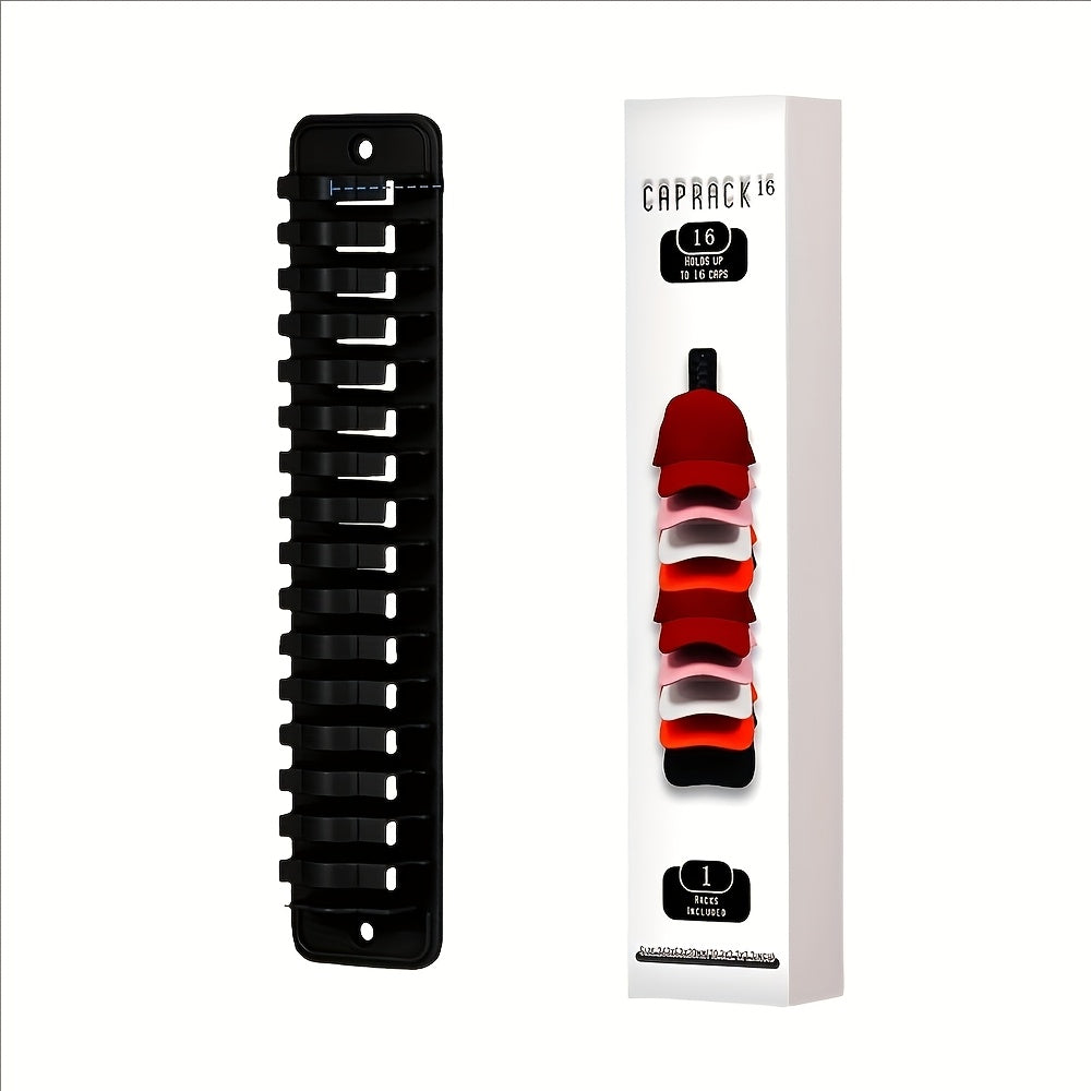 Black Plastic Hat Organizer Wall Mount No-Drill Storage Rack for Baseball Caps