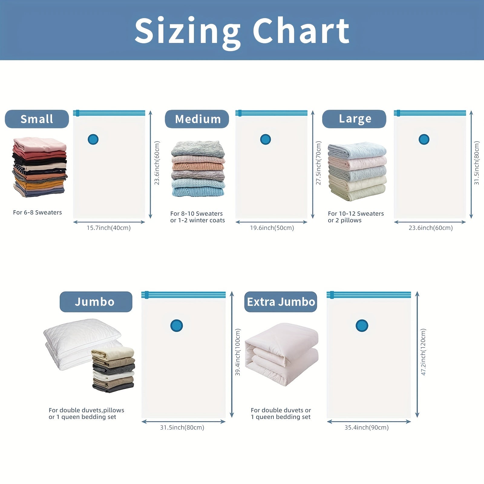 Vacuum Storage Bags Set 6/12/15/20 Pieces for Clothes Bedding Travel Space Saver