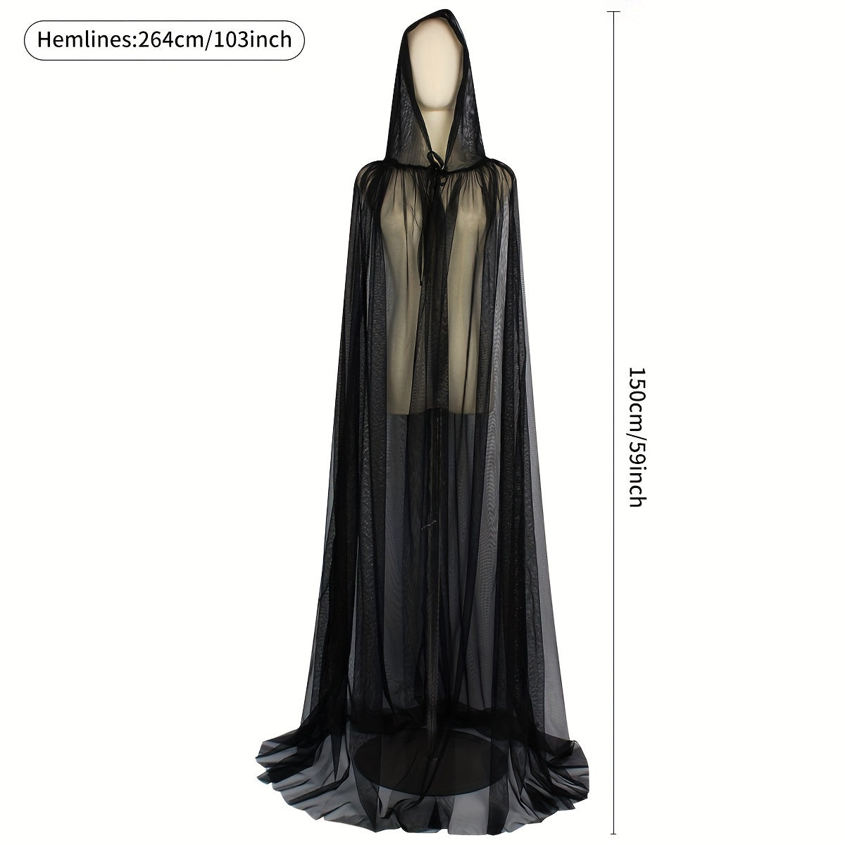 Sheer Chiffon Hooded Cape Poncho Vintage-Inspired Layering Costume Accessory