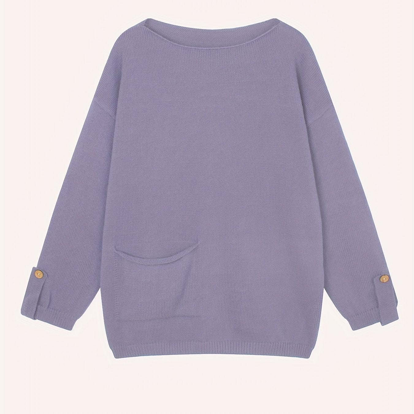 Plus-Size Women's Autumn Winter Sweater with Pockets and Slanted Shoulders
