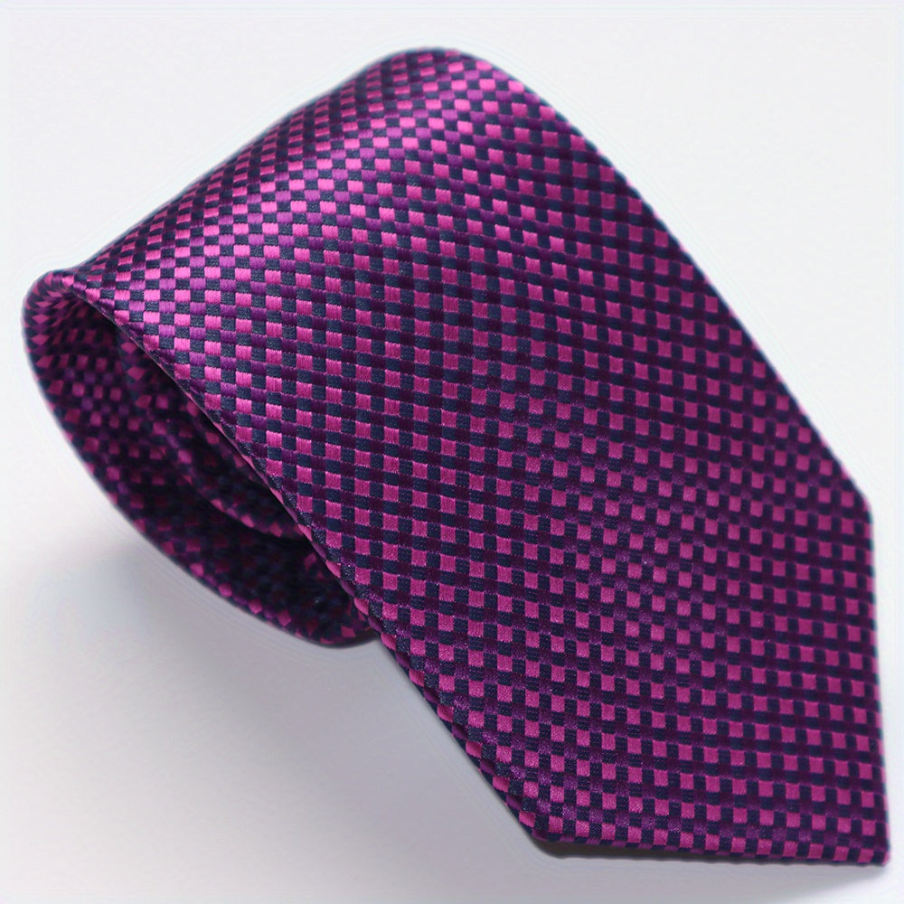 Men's Checkered Jacquard Neck Tie 3.15 Inch Multicolor Business Casual Gift