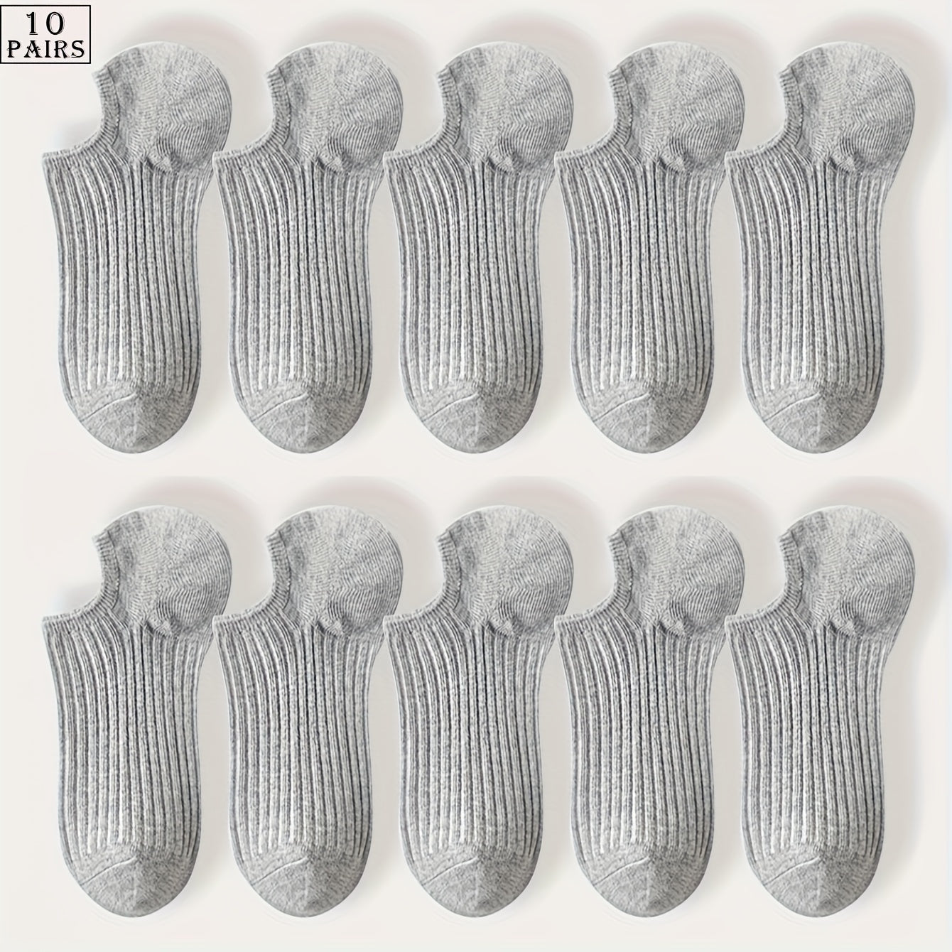 Men's Invisible Socks 5 Pairs Breathable Sweat-Resistant Anti-Odor Solid