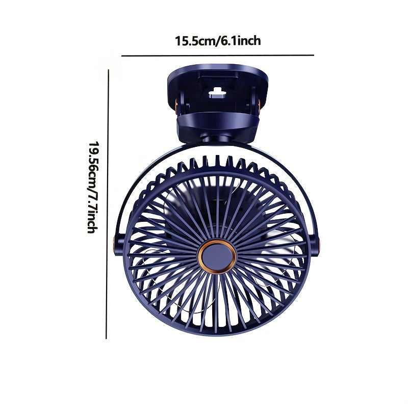 Rechargeable USB Desk Fan with 5 Speeds 720° Rotation Portable Clip White