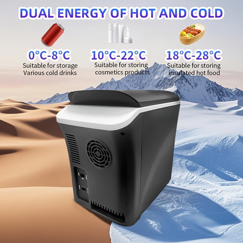 Sayohat va lager uchun portativ avtomobil muzlatgich sovutgich va issiqlik, qora