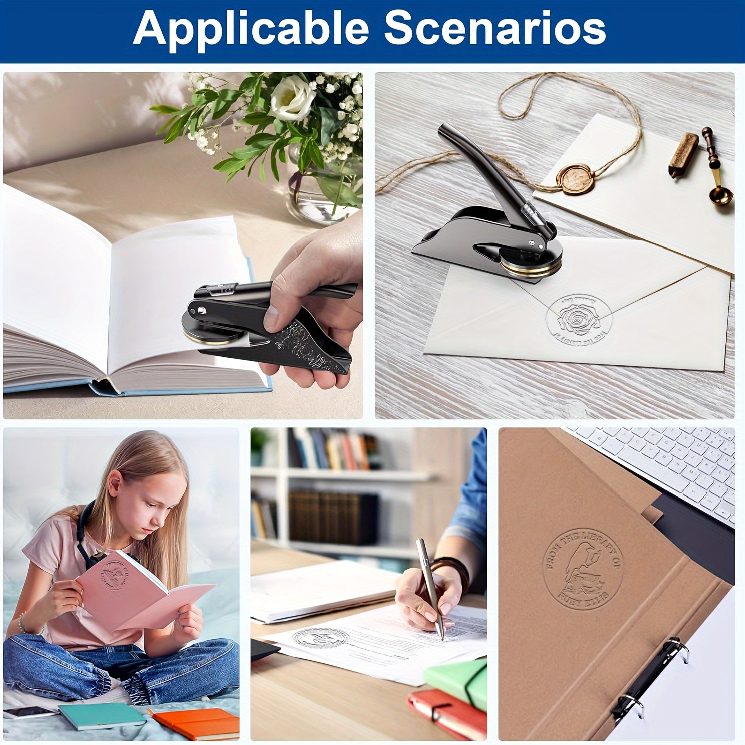 Heavy Duty Steel Embossing Stamp for Logos and Book Embossing