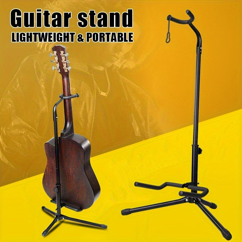 Soporte para guitarra de puerta plegable negro con altura ajustable