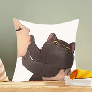 Reversible Cat Throw Pillow Cover 44.96x44.96cm Easy to Clean Zipper Closure Home Decor