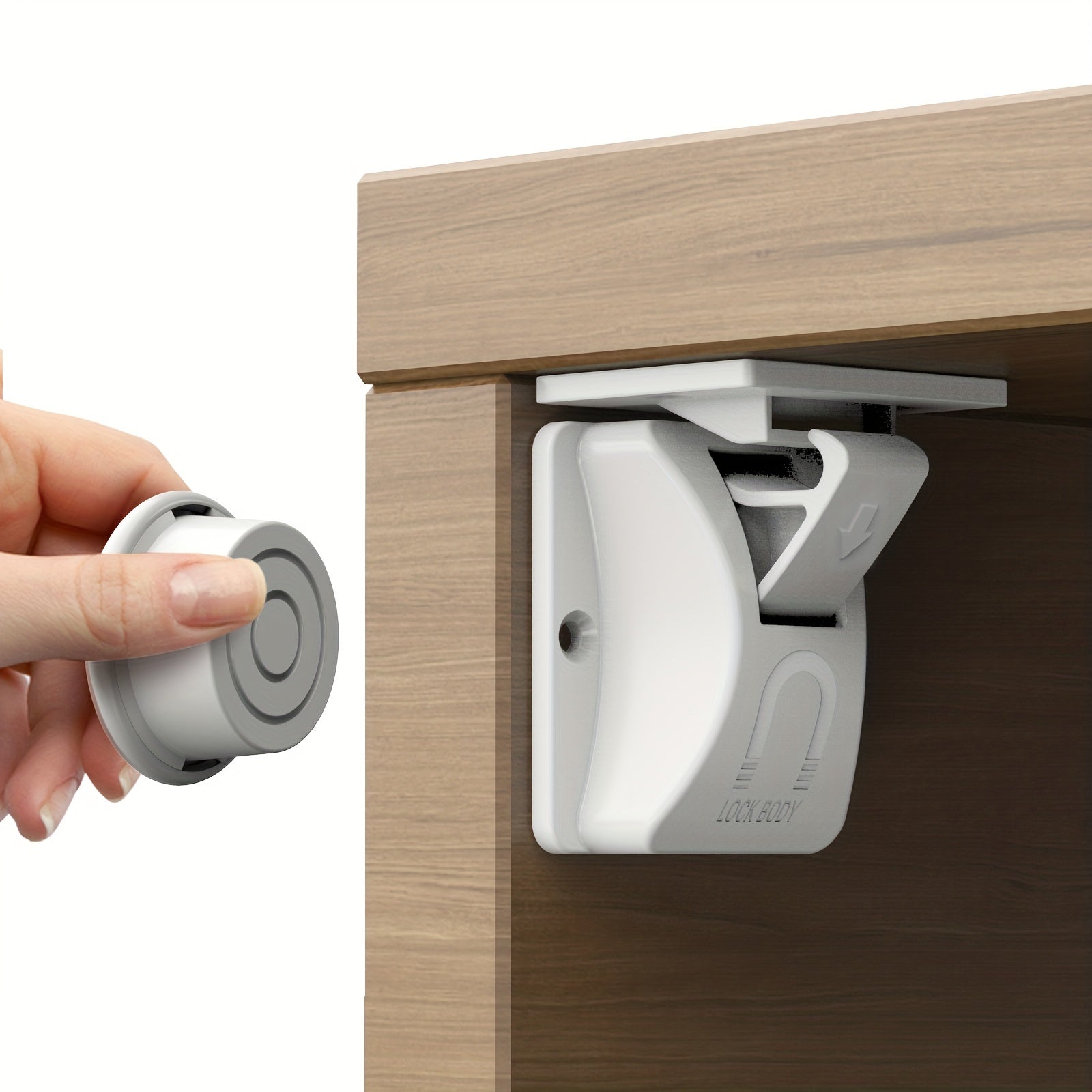 Set of 4 Babyproof Magnetic Cabinet Locks for Child Safety with Adhesive Installation