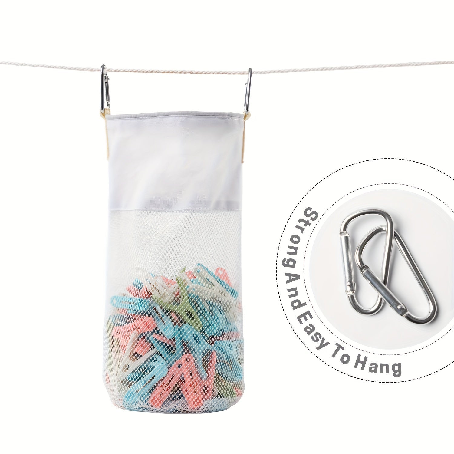 Large Capacity Fabric Storage Bag with Carabiner Clips for Wall or Closet Organization