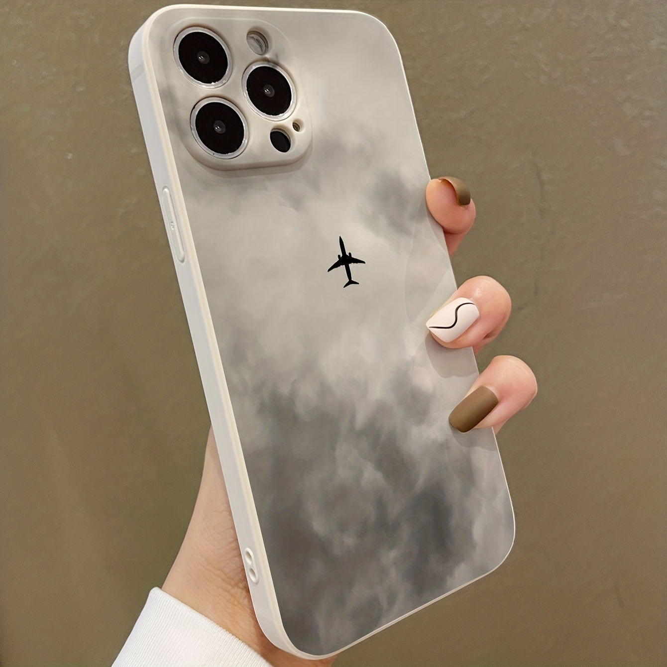 Vintage Gray Airplane TPU Phone Case for iPhone 11 12 13 14 Series