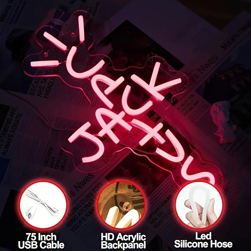 Cactus Jack Qizil Neon Belgisi USB quvvatlangan devor osma chiroq bo'lib, bosish tugmasi bilan boshqariladi. Bu yotoqxona, uy barlari, pub, partiyalar uchun ko'p funksiyali dekorativ buyum bo'lib, G'arbiy sohil rap madaniyatidan ilhomlangan.