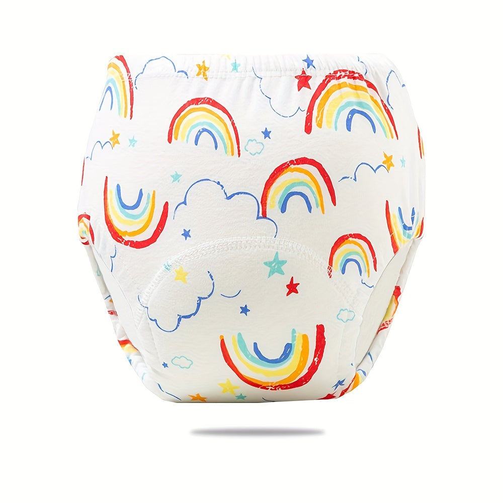 Три штуки узорчатых тренировочных штанишек для приучения к горшку, сделанных из шести слоев дышащего хлопкового марли для всех сезонов. Эти детские тканевые подгузники также могут использоваться как детские подгузники и подлежат стирке.