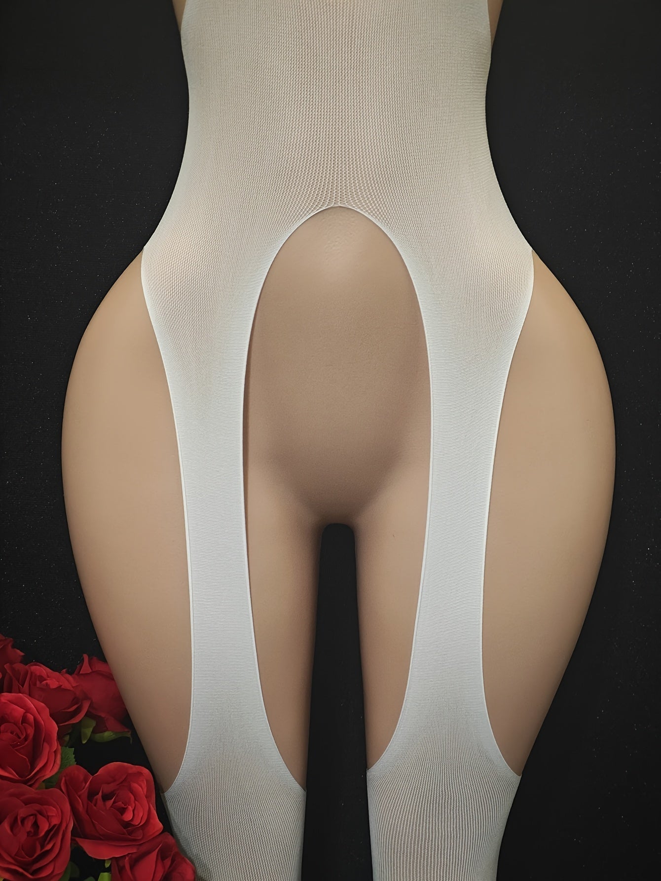 Боди для женщин больших размеров с красной нюдовой сеткой, сексуальное белье, открытая промежность