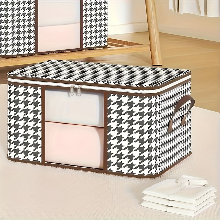 Lightweight Storage Bag with Houndstooth Window Large Capacity Travel Wardrobe Organizer