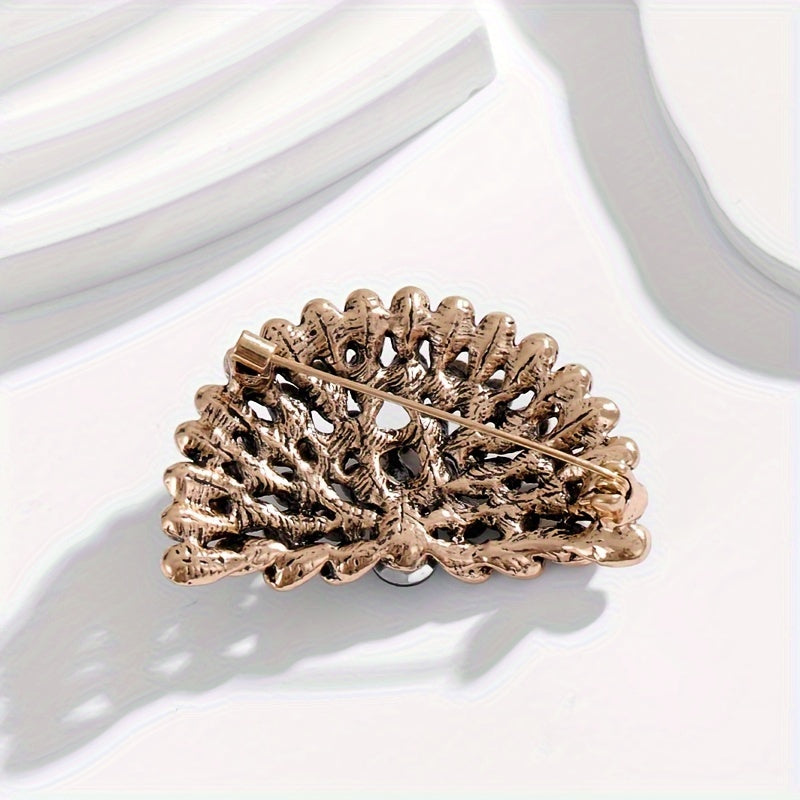 Broche de pluma de pavo real antigua con diamantes para mujeres, joyería elegante