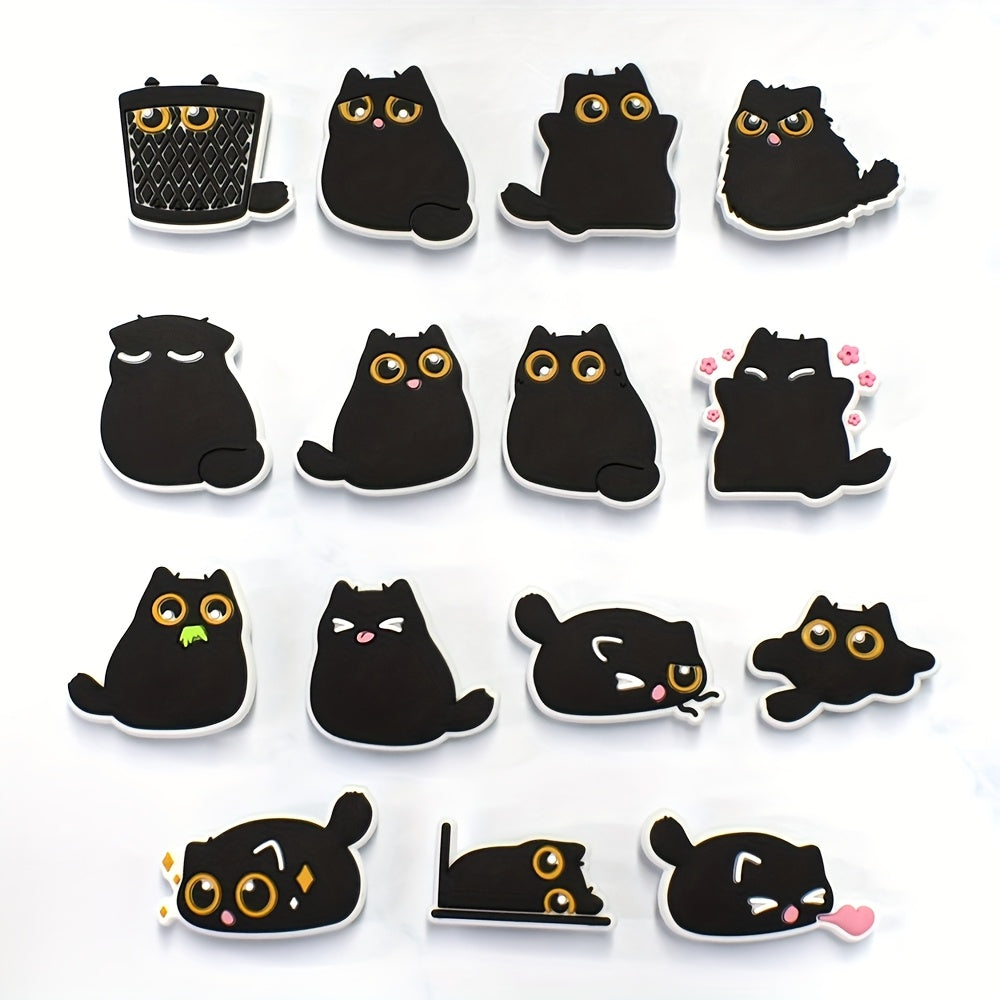 15pcs/set Black Cat Shoe Charms Soft Plastic Cute Shoe Accessories