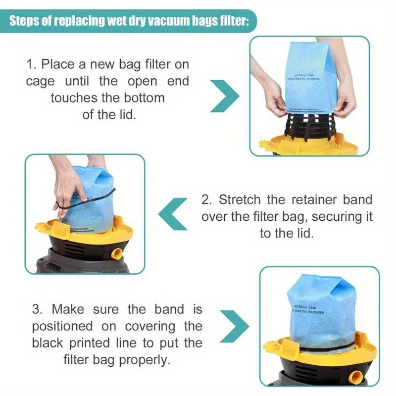 Vacuum Filter Bag Nylon Compatible with WS01025F 9-38737 VF7570 2.5 Gallon