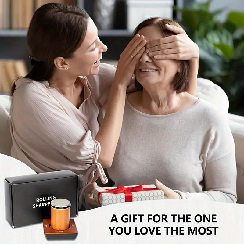 1Pc Knife Sharpener with Four-Sided Wooden Rollers and Angle Guide Kit