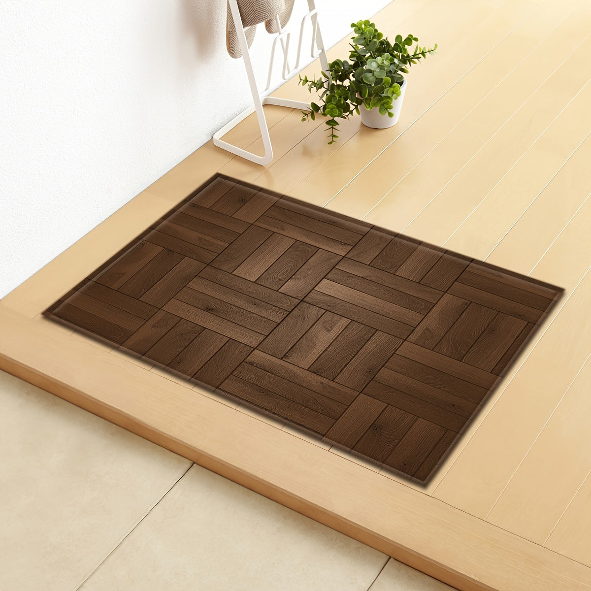 Qorong‘u yog‘och yog‘ochli kirish matosi, so‘riladigan uzun chiziqli, sirpanmaydigan pol matosi