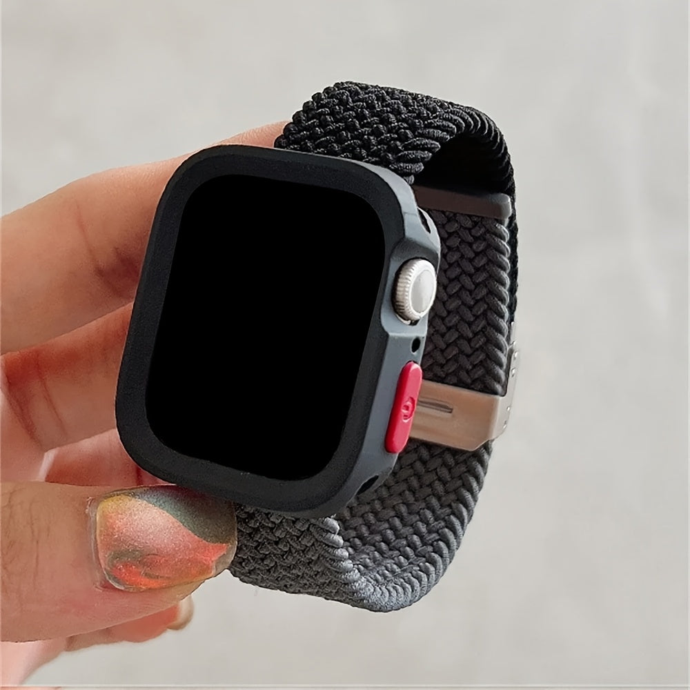 Adjustable Silicone and Nylon Protective Case for Apple Watch Series SE 9 8 7 6 5 4 40mm 44mm 45mm 49mm