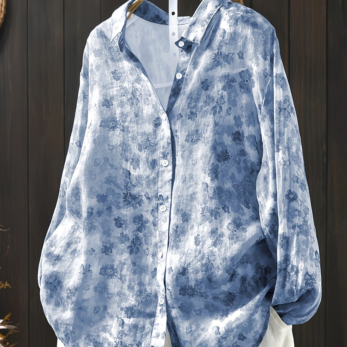 Women's Plus Size Printed Long Sleeve Shirt Fashion Casual Comfortable