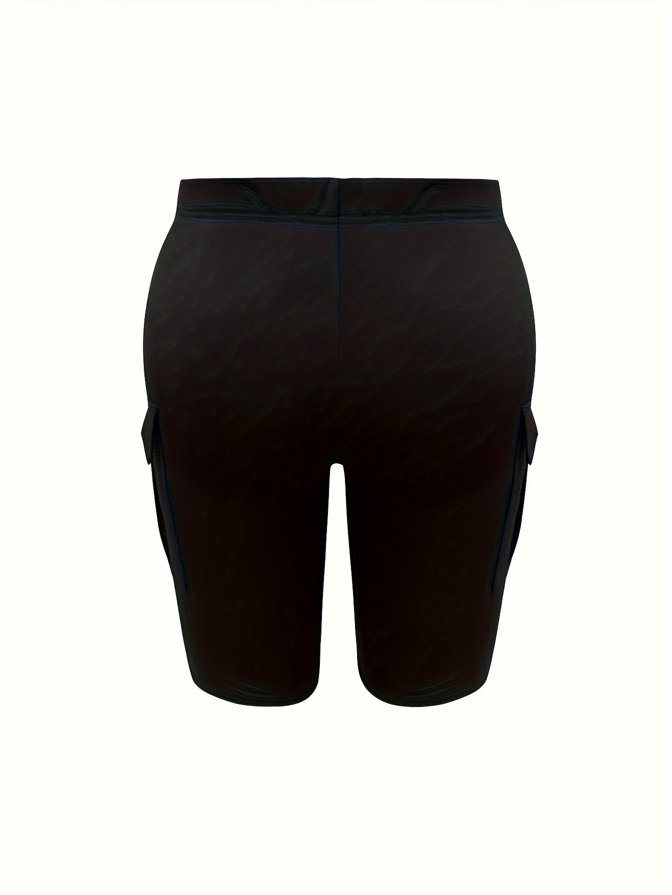 Plus Size Women's Capri Pants - Stretch Knit, Solid Color, Pockets