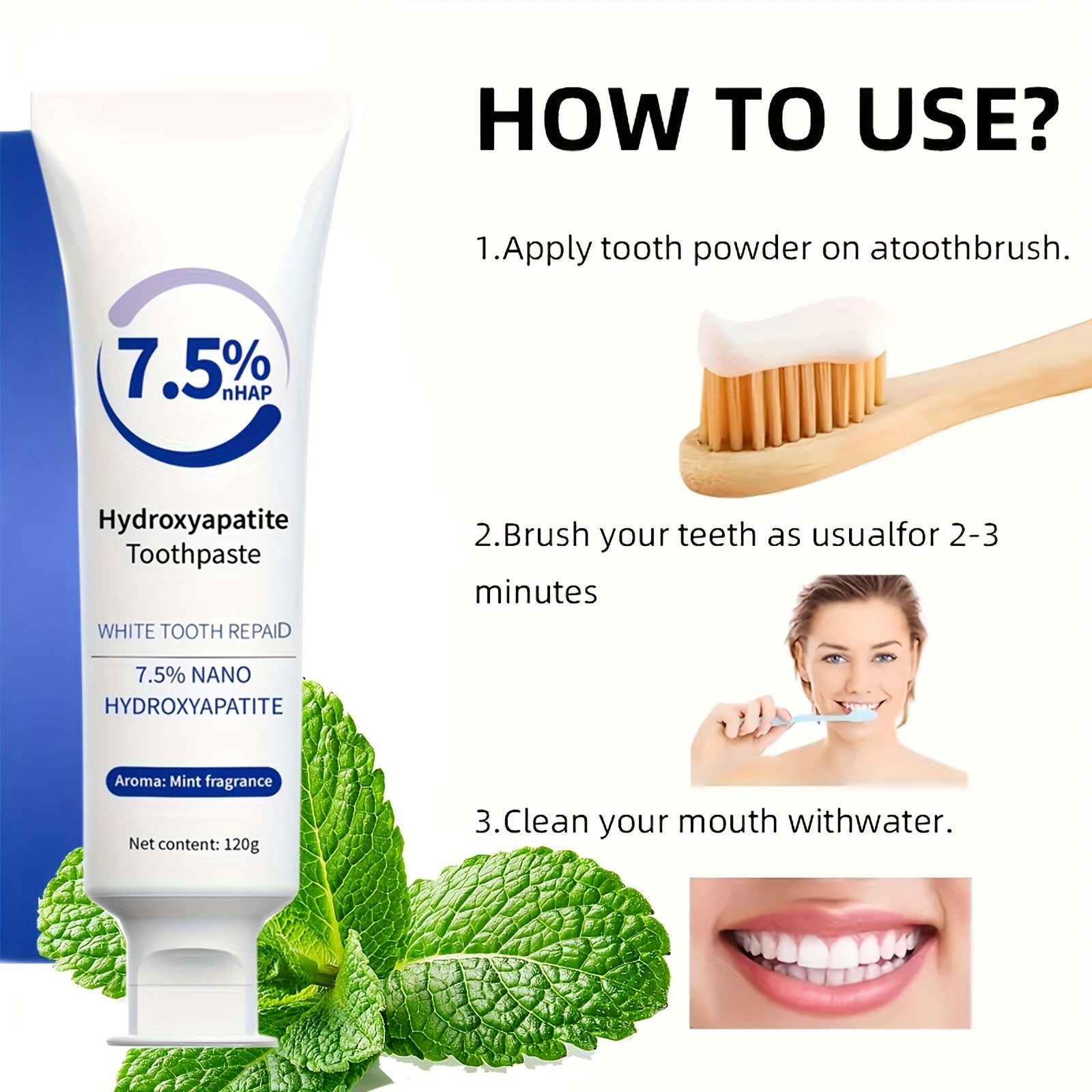 Women Nano Hydroxyapatite Toothpaste Deep Cleaning Fresh Breath 12g