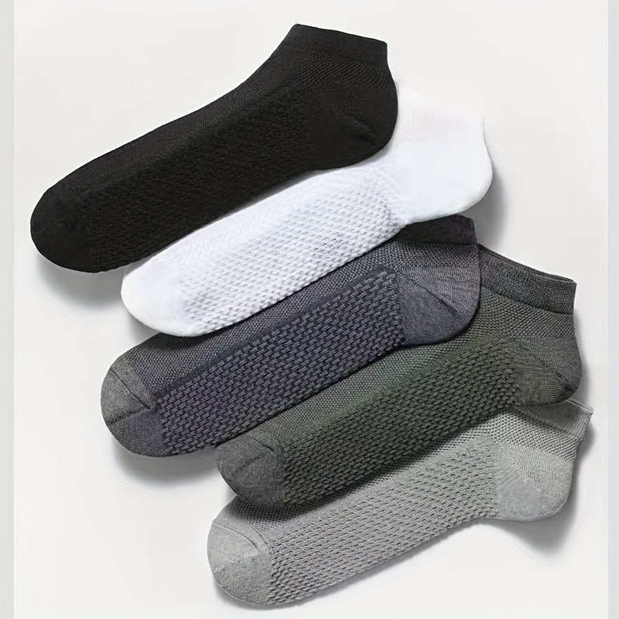 Paquete de 5 calcetines de malla para tobillo para hombre, resistentes al olor, que absorben el sudor y en tallas grandes